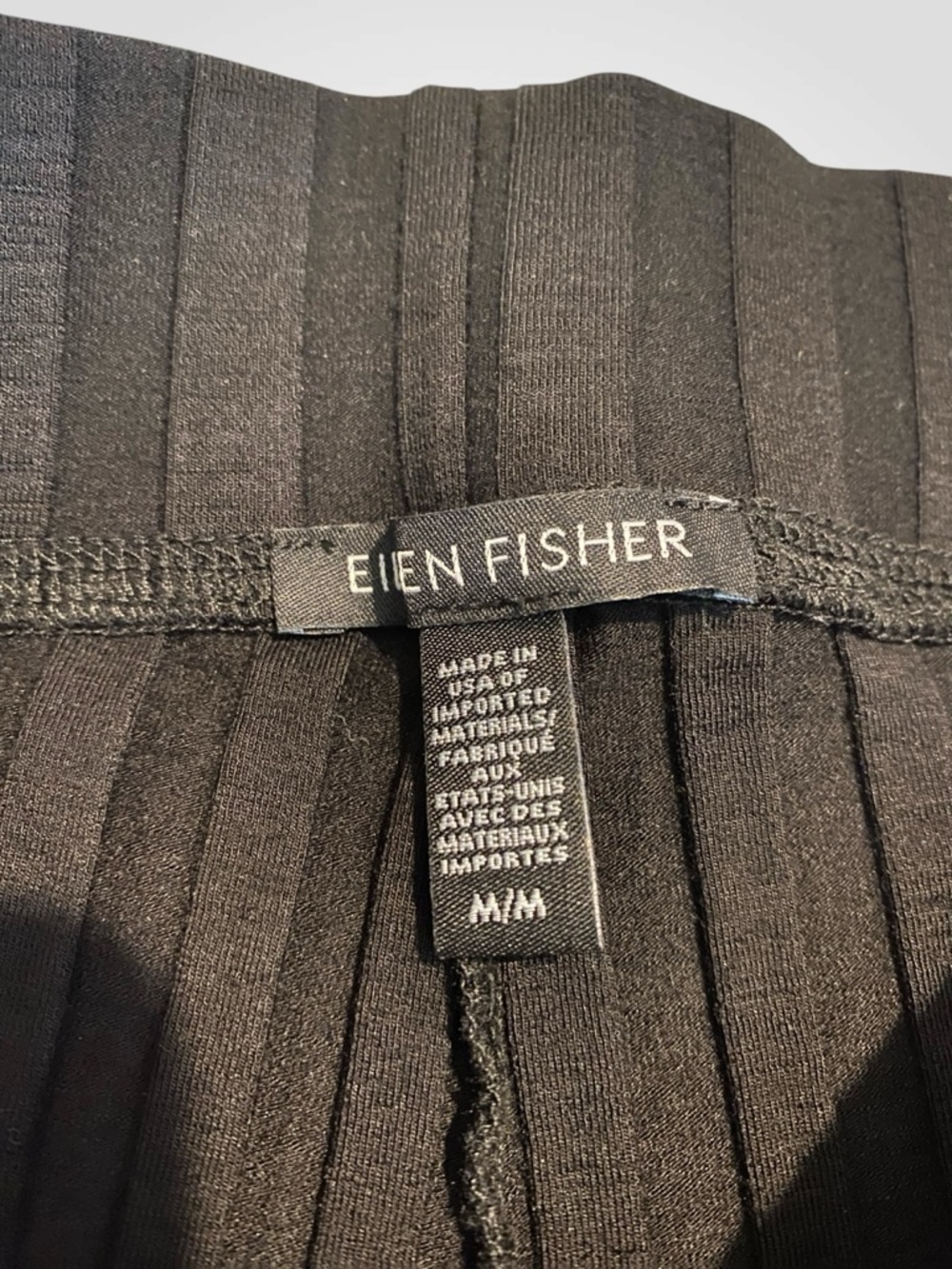 Eileen Fisher Black Ribbed Wide-Leg Cropped Pants with Side Slits NWOT Size M - Picture 13 of 14